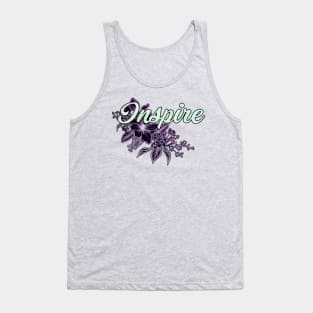 'Inspire' Floral Typography Design- Purple Tank Top